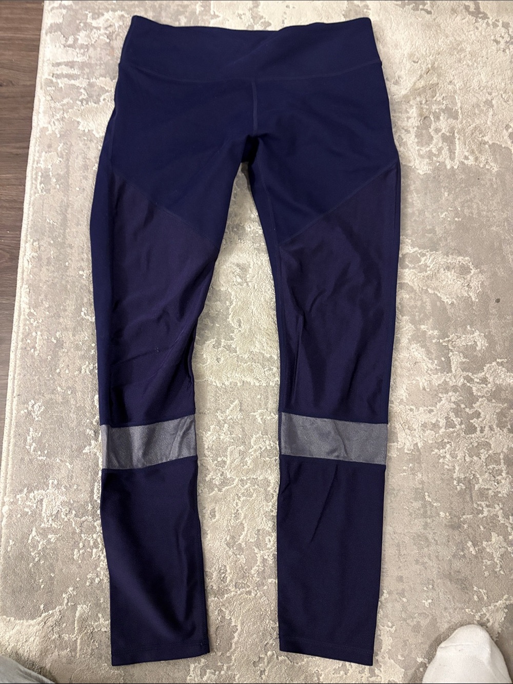 lululemon athletica Navy Blue Leggings with Reflective Gray Bands